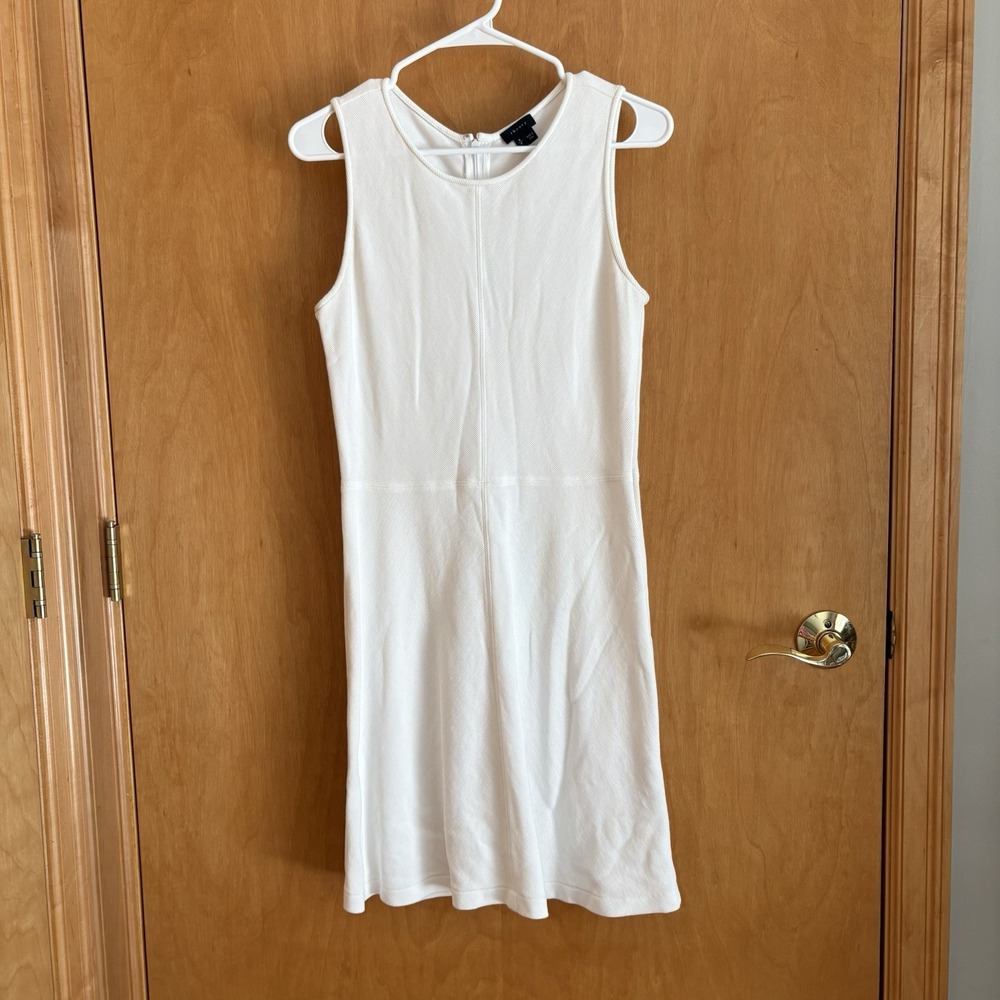 Theory Womens Calna White Fit And Flare Sleeveless Stretch Viscose‎ Dress Small